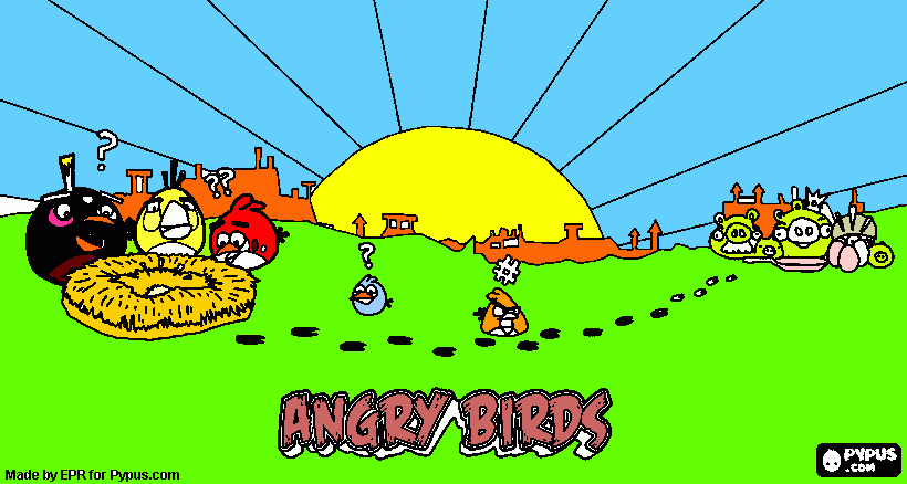 kolorowanka ANGRY BIRDS SKRADZIONE JAJKA