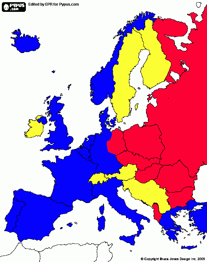 kolorowanka bloki europu po II wś