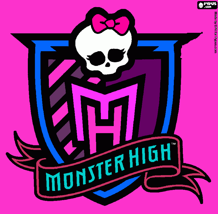 kolorowanka czaszka lub herb Monster high