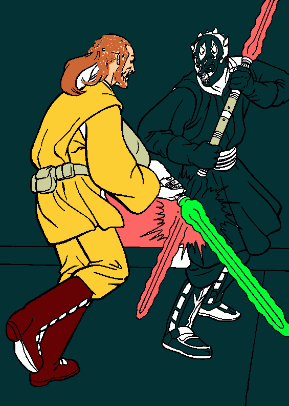 kolorowanka darth maul i quai gon