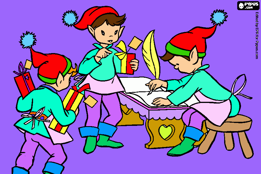 kolorowanka elf Julka.N elf Natalka.N i elf Małgosia.D