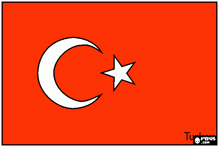 kolorowanka flaga turquie