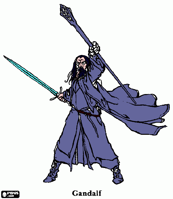 kolorowanka gandalf szary