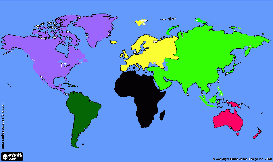 kolorowanka Kontynenty świata