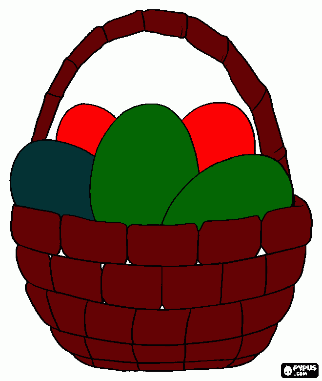 kolorowanka Koszyczek Wielkanocny z pisankami