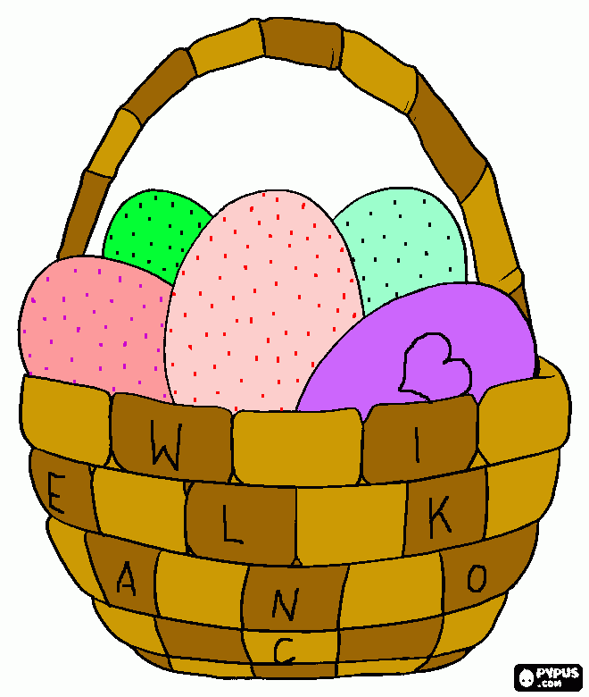 kolorowanka koszyk pełen jajek