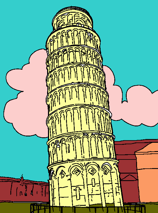 kolorowanka krzywa wieza pisa