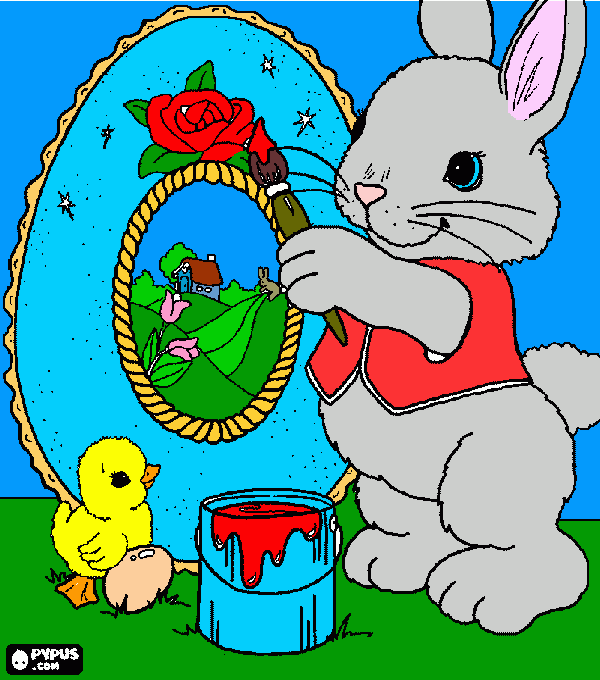 kolorowanka królik i pisklak 