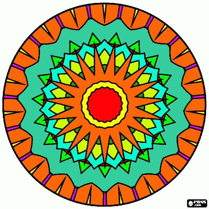 kolorowanka mandala słoneczna