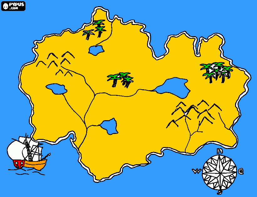 kolorowanka mapa piracka