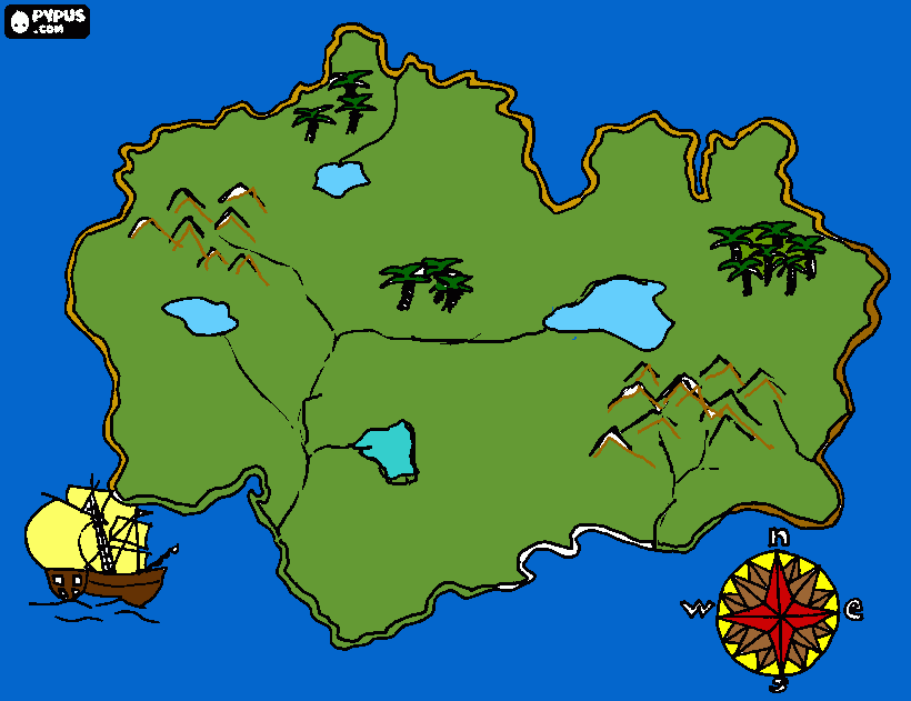 kolorowanka mapa skarbów