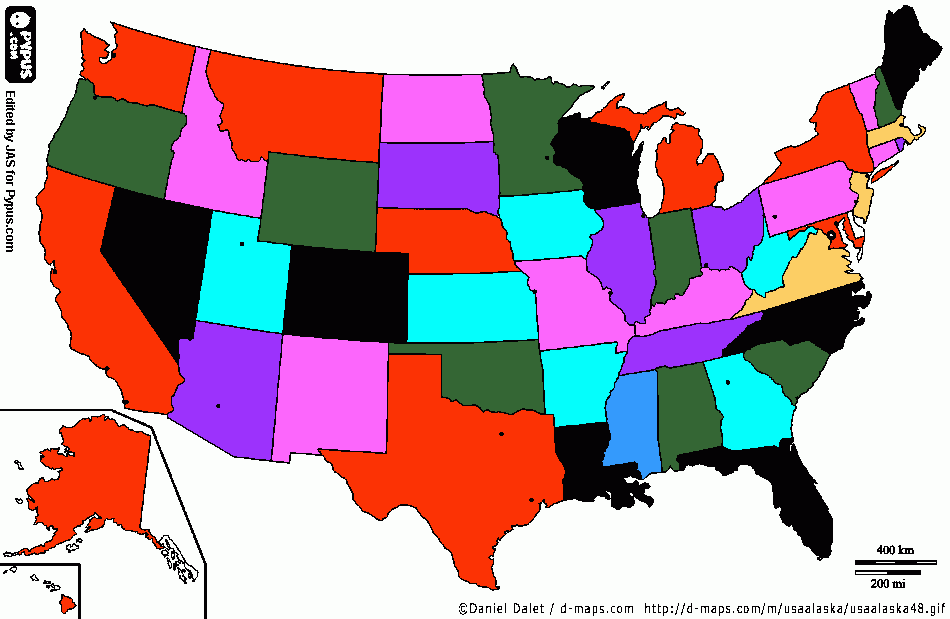 kolorowanka mapa USA