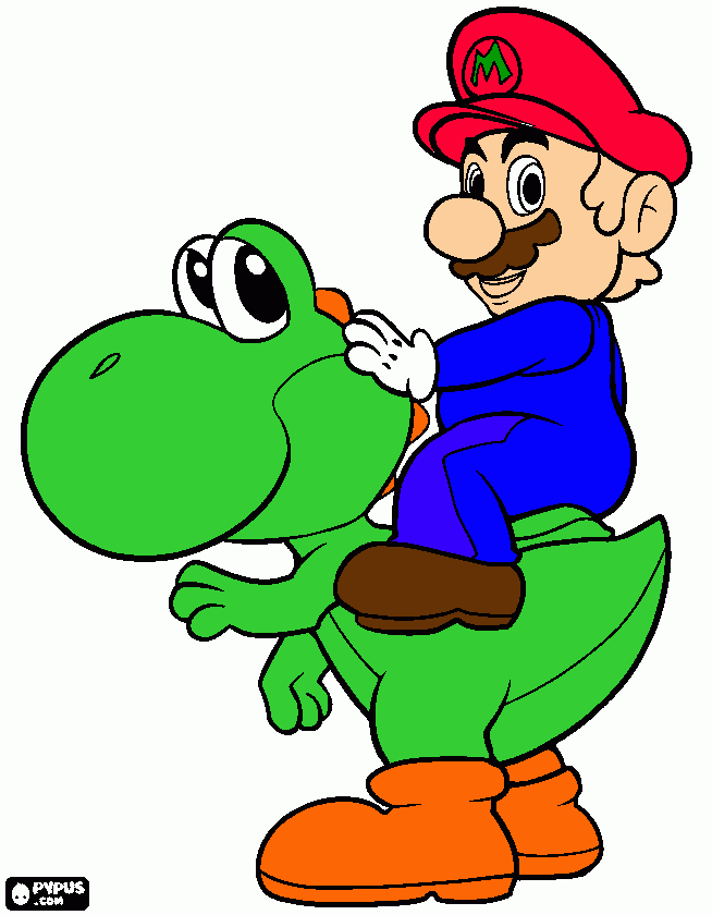 kolorowanka Mario i Yoshi