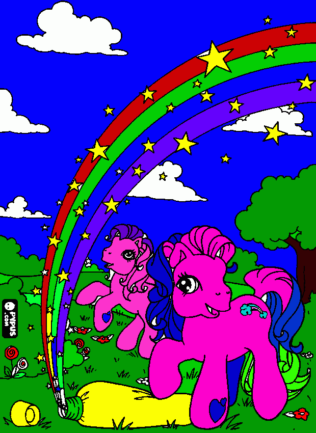 kolorowanka My Little Pony robia tecze