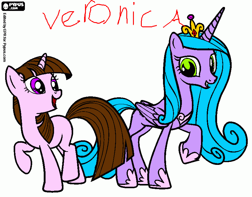 kolorowanka my little pony Twaila i ksiezniczka Celestia