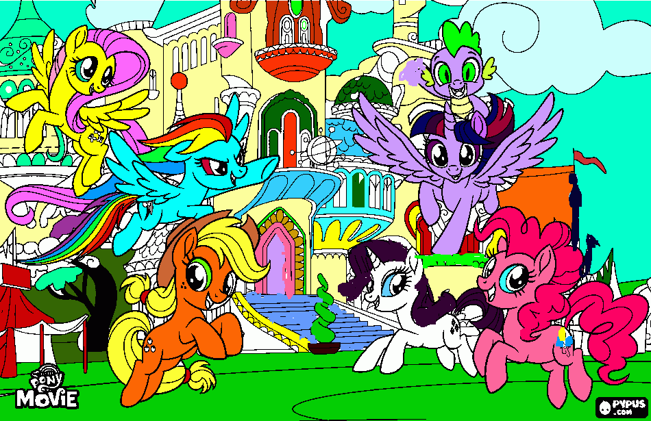kolorowanka najważniejsze kucyki z pony ville