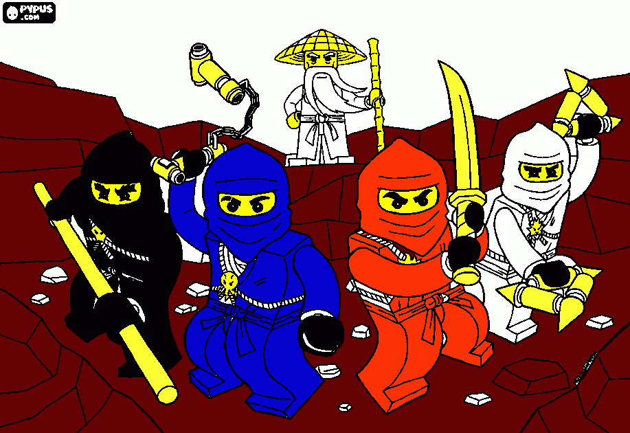 kolorowanka ninjago kai cole jay zane wu