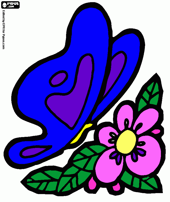 kolorowanka Od emilki motyl i kwiat