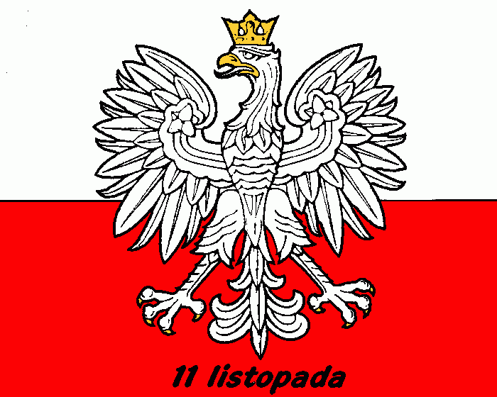 kolorowanka orzeł na biało czerwonym tle