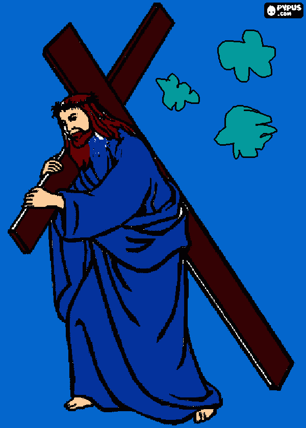 kolorowanka Pan Jezus niesie krzyż