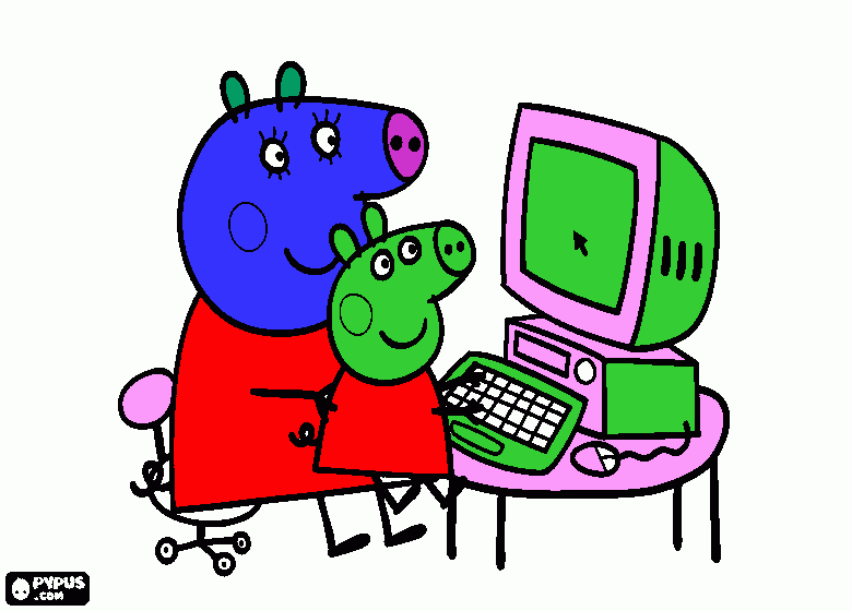 kolorowanka peppa  komputer - agata