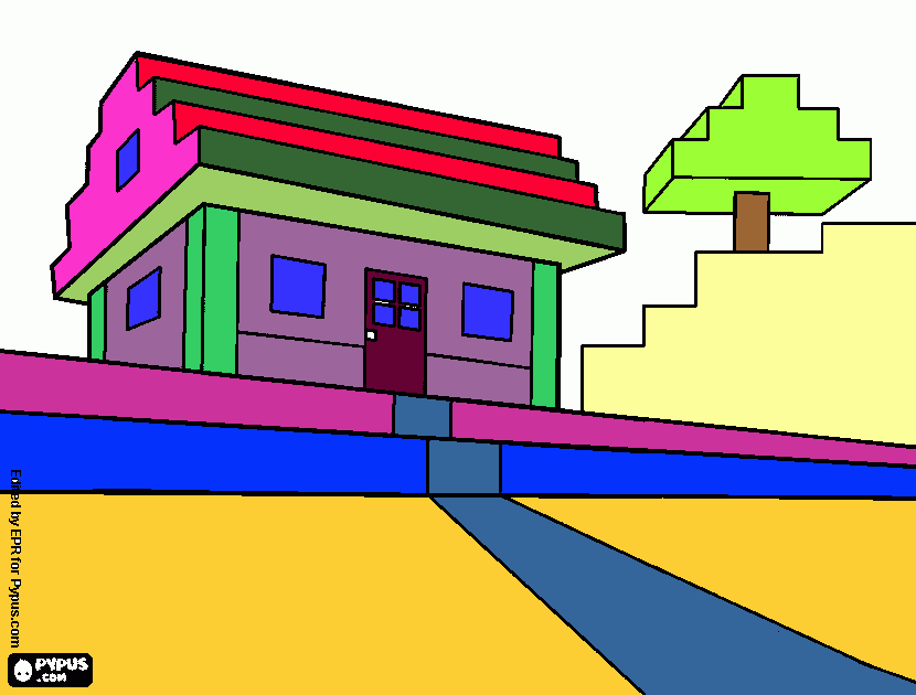 kolorowanka pierwszy dom minecraft