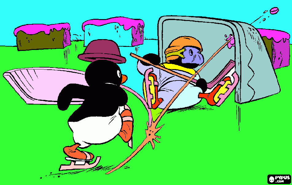 kolorowanka pingu hokeista