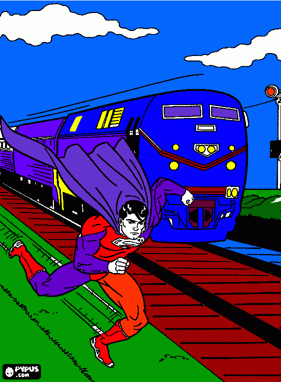 kolorowanka pociąg i superman
