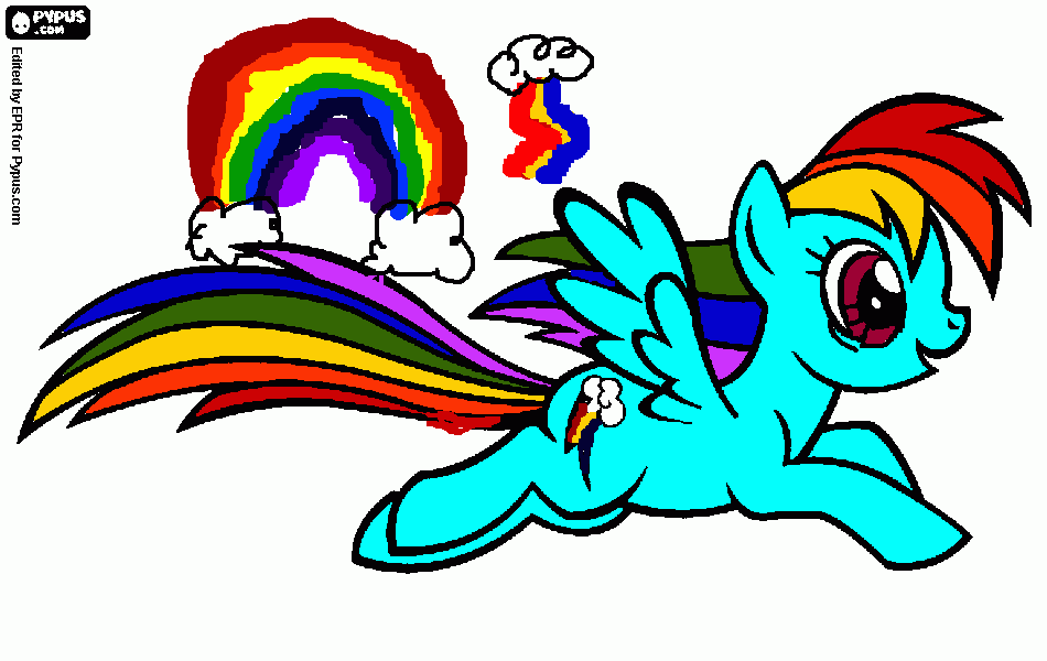 kolorowanka rainbow dash i tęcza