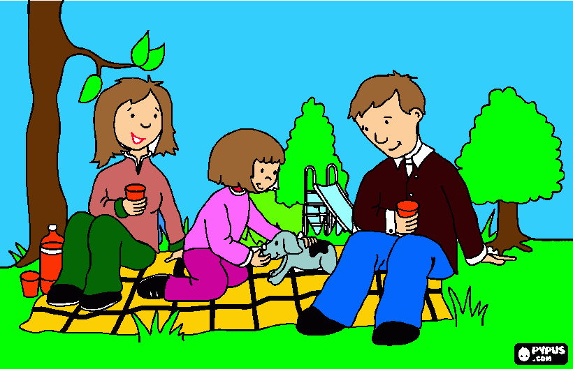 kolorowanka rodzin w parku