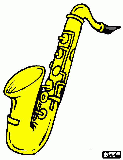 kolorowanka saksofon , rysunek do druku saksofon