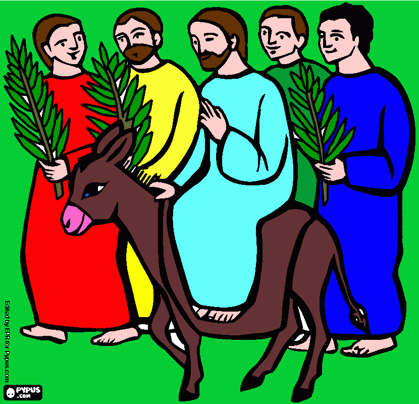 kolorowanka wyjazd Jezusa do Jerozolimy_rys.Julia Tyminska