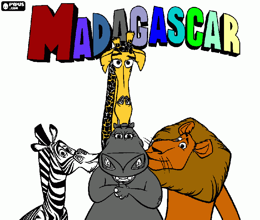 kolorowanka Zwierzęta z Madagaskaru
