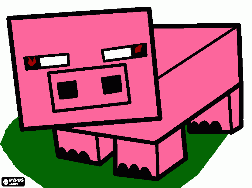 kolorowanka zła świnia z minecrafta