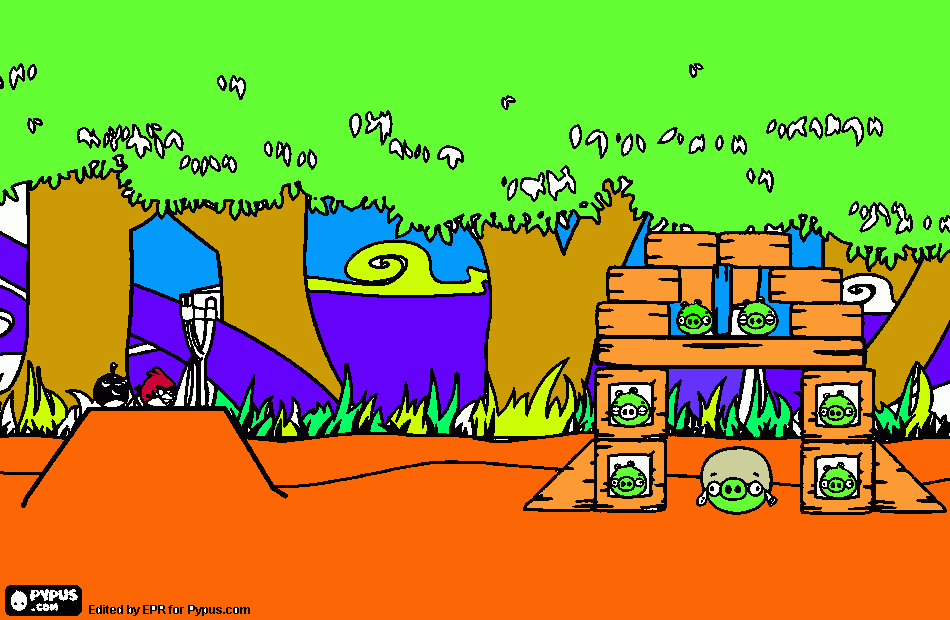 kolorowanka świnie i kurczaki angry birds