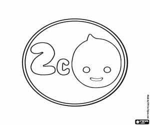 kolorowanka 2 centy, moneta Pypus