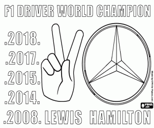 kolorowanka 2018 F1 mistrzem, Lewis Hamilton