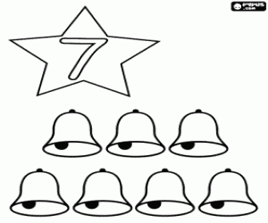 kolorowanka 7 dzwony i numer siedem