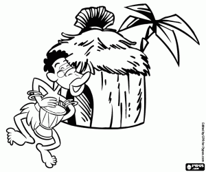 kolorowanka Afrykaninem i szałas