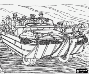 kolorowanka Amphibious pojazd wojskowy