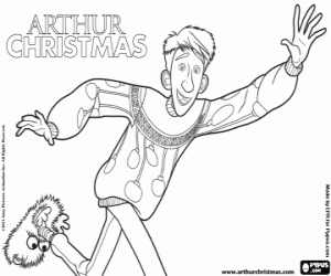 kolorowanka Arthur Christmas w pośpiechu