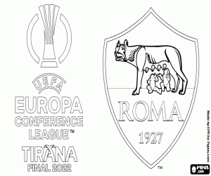 kolorowanka AS Roma, mistrz 2021-2022