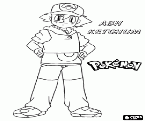 kolorowanka Ash Ketchum, główny bohater Pokemon