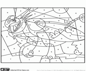 kolorowanka Astrid smoka z numerami