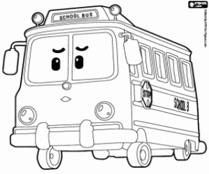 kolorowanka Autobus szkolny, Robocar Poli