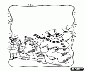 kolorowanka Bałwan i dzieci