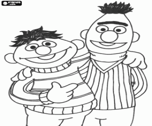 kolorowanka Bert i Ernie, dwie wielkie znajomych