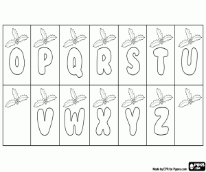 kolorowanka Boże Narodzenie alfabet z ostrokrzew