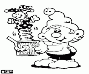 kolorowanka Boże Narodzenie Elf z pudło niespodzianka