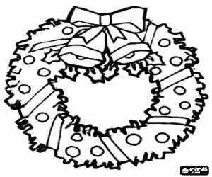 kolorowanka Boże Narodzenie wieniec z dzwonami